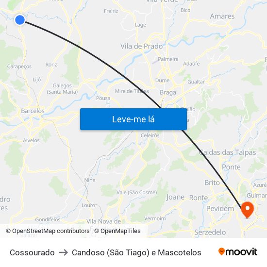 Cossourado to Candoso (São Tiago) e Mascotelos map