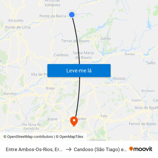 Entre Ambos-Os-Rios, Ermida e Germil to Candoso (São Tiago) e Mascotelos map