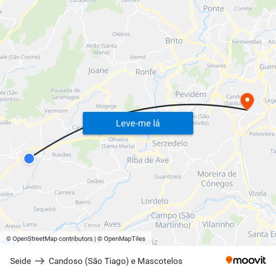 Seide to Candoso (São Tiago) e Mascotelos map