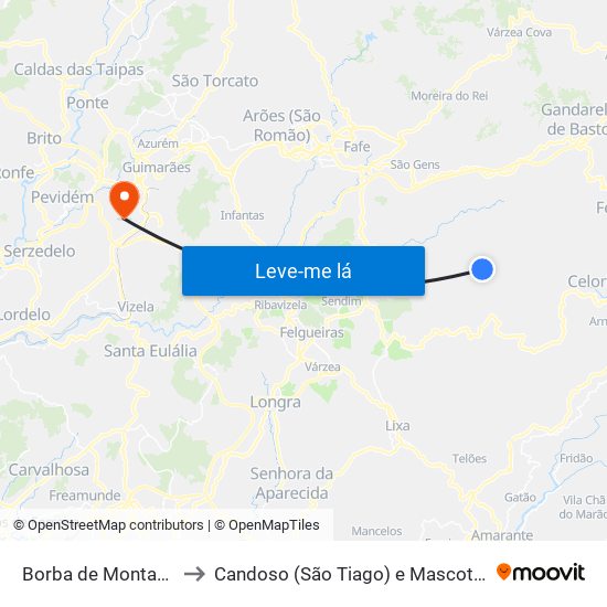 Borba de Montanha to Candoso (São Tiago) e Mascotelos map