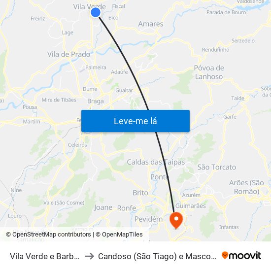 Vila Verde e Barbudo to Candoso (São Tiago) e Mascotelos map