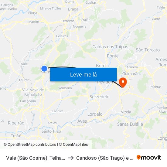 Vale (São Cosme), Telhado e Portela to Candoso (São Tiago) e Mascotelos map
