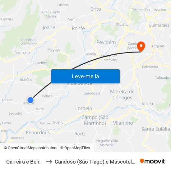 Carreira e Bente to Candoso (São Tiago) e Mascotelos map