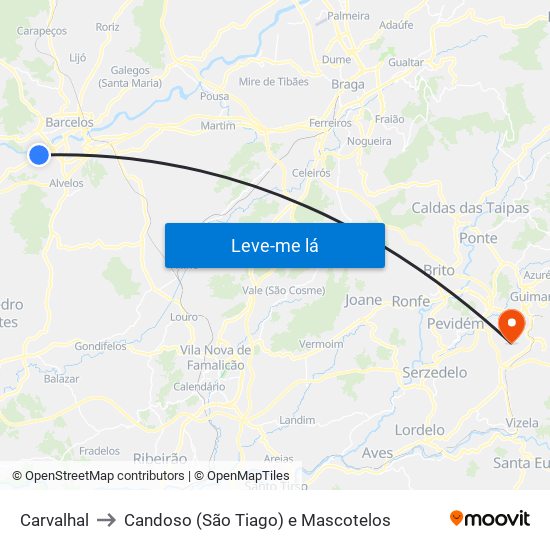 Carvalhal to Candoso (São Tiago) e Mascotelos map