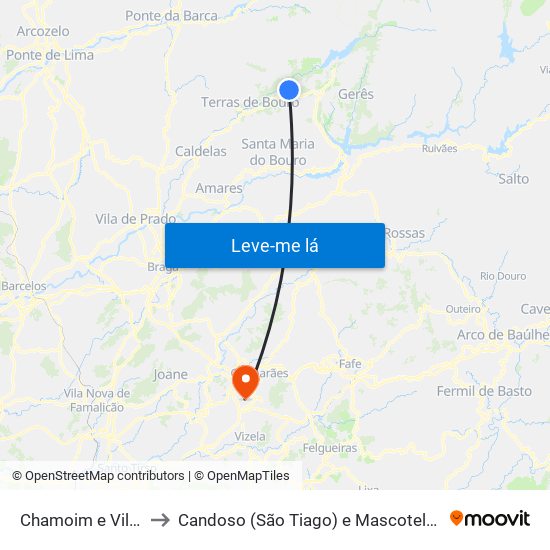 Chamoim e Vilar to Candoso (São Tiago) e Mascotelos map