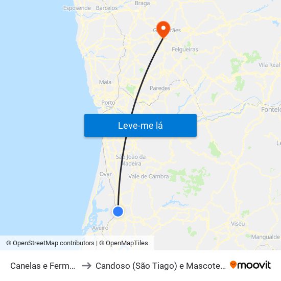 Canelas e Fermelã to Candoso (São Tiago) e Mascotelos map