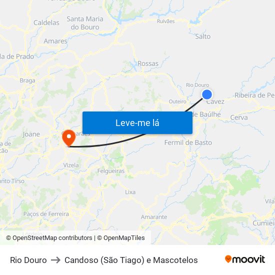 Rio Douro to Candoso (São Tiago) e Mascotelos map