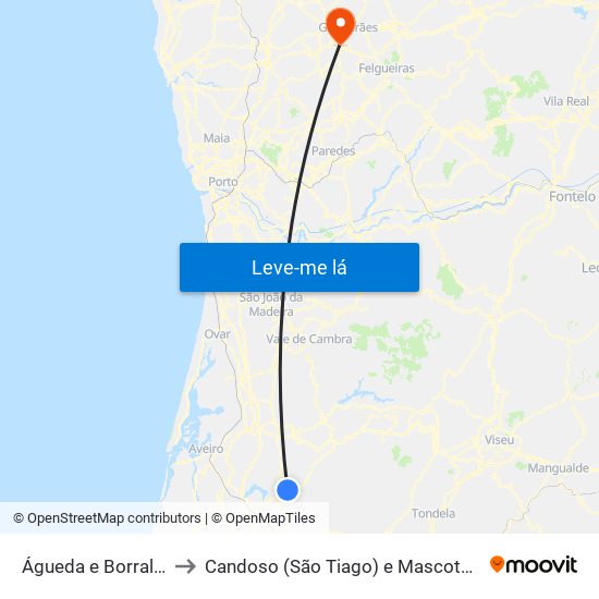 Águeda e Borralha to Candoso (São Tiago) e Mascotelos map