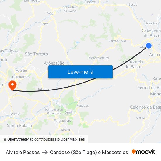 Alvite e Passos to Candoso (São Tiago) e Mascotelos map