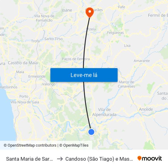Santa Maria de Sardoura to Candoso (São Tiago) e Mascotelos map
