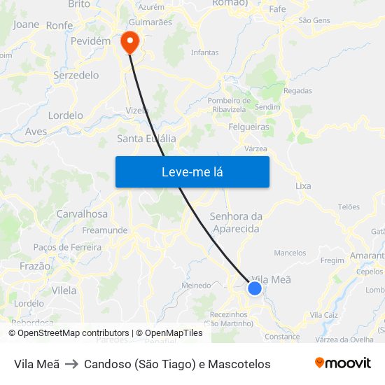 Vila Meã to Candoso (São Tiago) e Mascotelos map