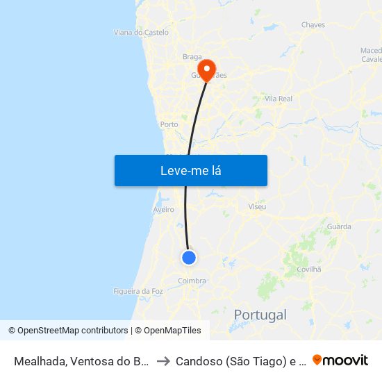 Mealhada, Ventosa do Bairro e Antes to Candoso (São Tiago) e Mascotelos map