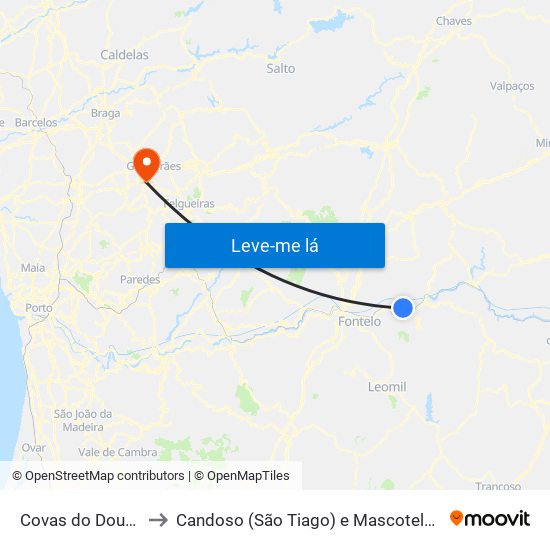 Covas do Douro to Candoso (São Tiago) e Mascotelos map