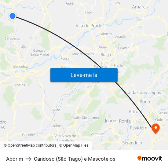 Aborim to Candoso (São Tiago) e Mascotelos map