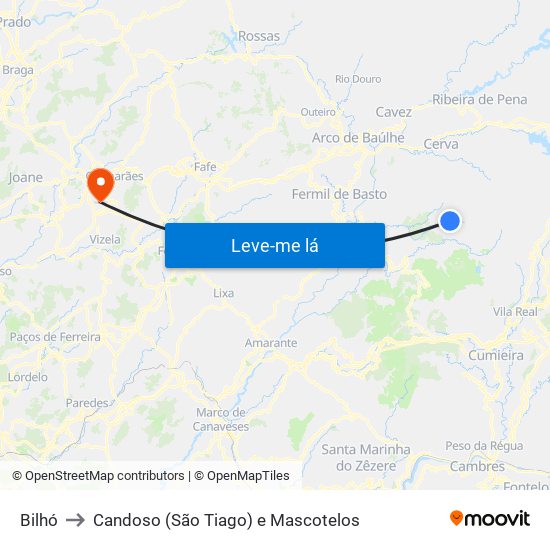 Bilhó to Candoso (São Tiago) e Mascotelos map