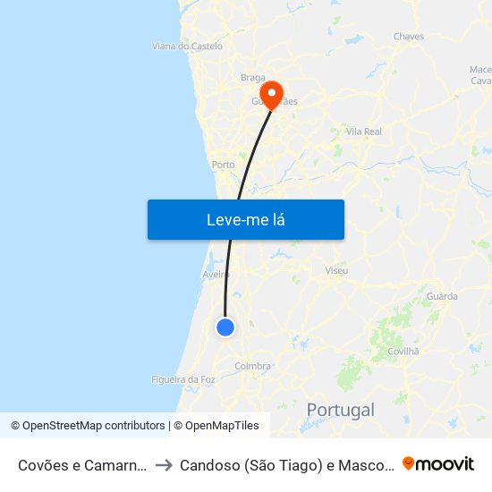 Covões e Camarneira to Candoso (São Tiago) e Mascotelos map