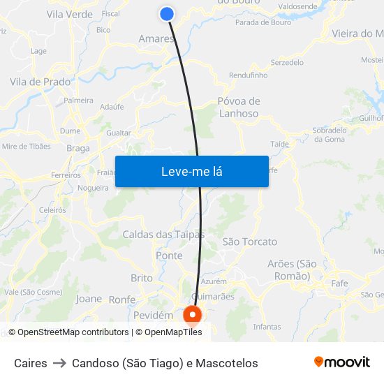 Caires to Candoso (São Tiago) e Mascotelos map