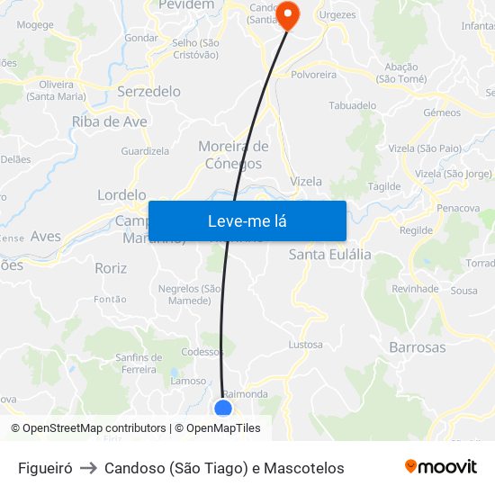Figueiró to Candoso (São Tiago) e Mascotelos map