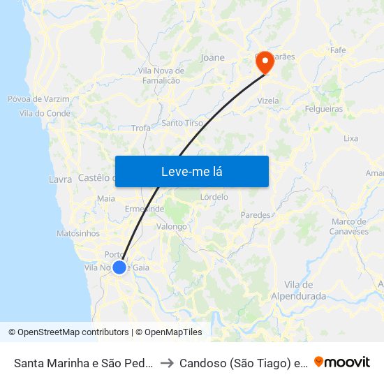 Santa Marinha e São Pedro da Afurada to Candoso (São Tiago) e Mascotelos map