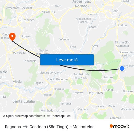 Regadas to Candoso (São Tiago) e Mascotelos map