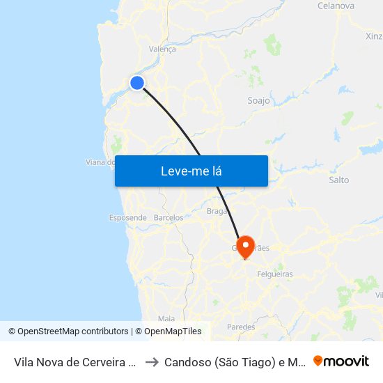 Vila Nova de Cerveira e Lovelhe to Candoso (São Tiago) e Mascotelos map