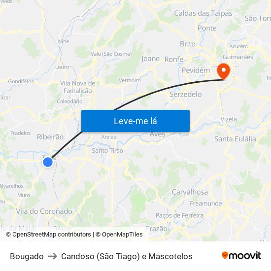 Bougado to Candoso (São Tiago) e Mascotelos map