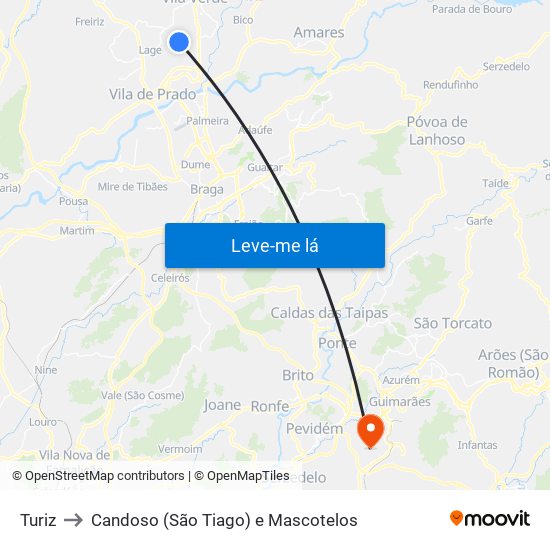 Turiz to Candoso (São Tiago) e Mascotelos map