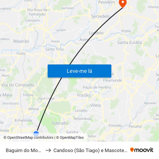 Baguim do Monte to Candoso (São Tiago) e Mascotelos map