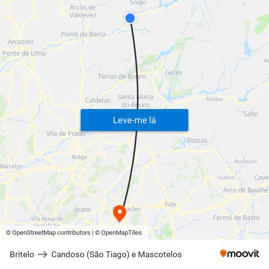 Britelo to Candoso (São Tiago) e Mascotelos map