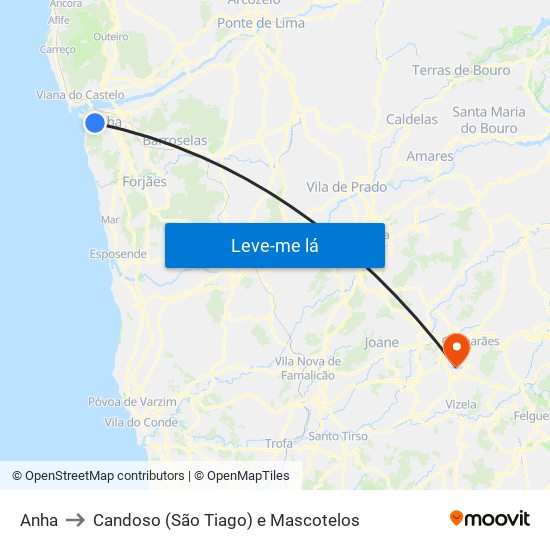 Anha to Candoso (São Tiago) e Mascotelos map