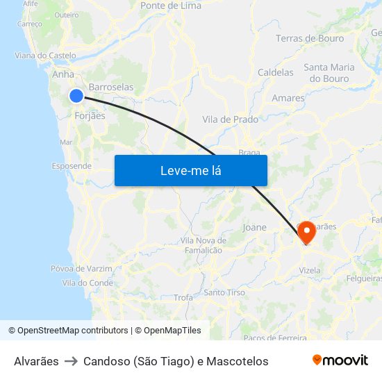 Alvarães to Candoso (São Tiago) e Mascotelos map