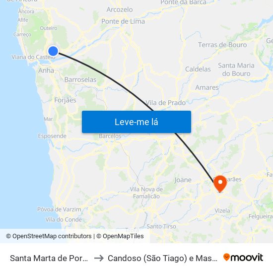 Santa Marta de Portuzelo to Candoso (São Tiago) e Mascotelos map