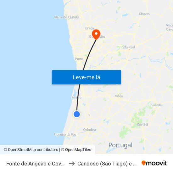 Fonte de Angeão e Covão do Lobo to Candoso (São Tiago) e Mascotelos map
