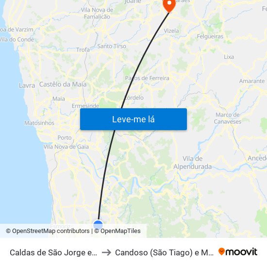 Caldas de São Jorge e Pigeiros to Candoso (São Tiago) e Mascotelos map