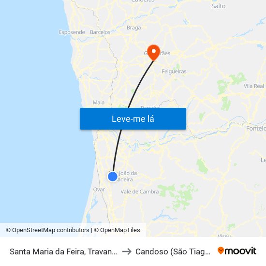 Santa Maria da Feira, Travanca, Sanfins e Espargo to Candoso (São Tiago) e Mascotelos map