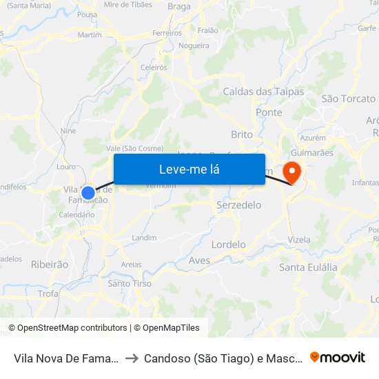 Vila Nova De Famalicão to Candoso (São Tiago) e Mascotelos map