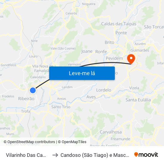 Vilarinho Das Cambas to Candoso (São Tiago) e Mascotelos map