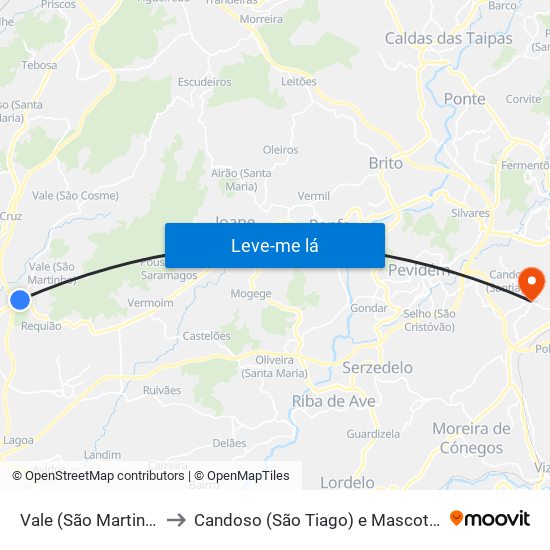 Vale (São Martinho) to Candoso (São Tiago) e Mascotelos map