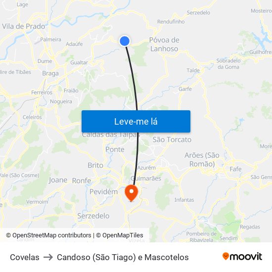 Covelas to Candoso (São Tiago) e Mascotelos map