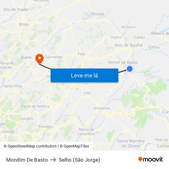 Mondim De Basto to Selho (São Jorge) map