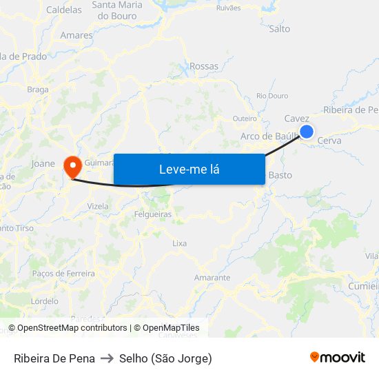 Ribeira De Pena to Selho (São Jorge) map