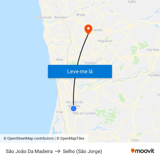 São João Da Madeira to Selho (São Jorge) map