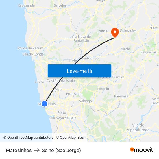 Matosinhos to Selho (São Jorge) map