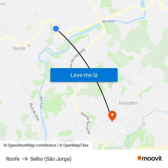 Ronfe to Selho (São Jorge) map