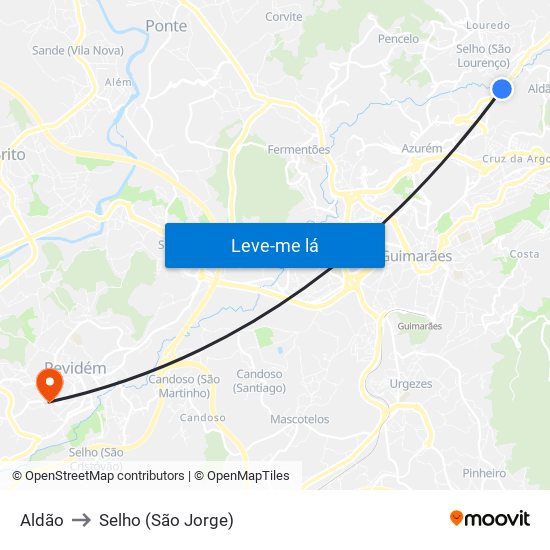Aldão to Selho (São Jorge) map
