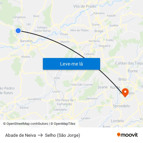 Abade de Neiva to Selho (São Jorge) map