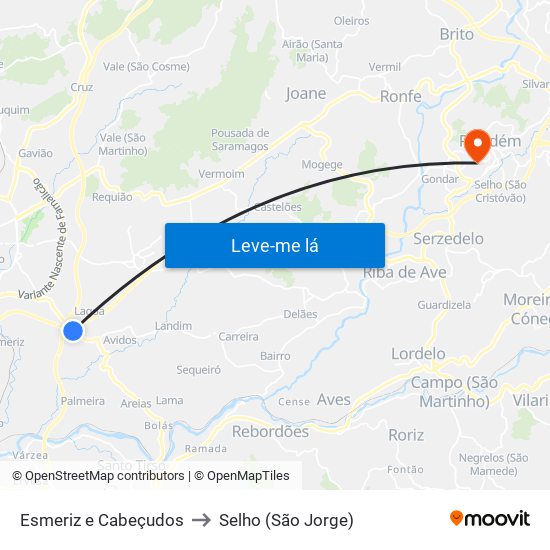 Esmeriz e Cabeçudos to Selho (São Jorge) map