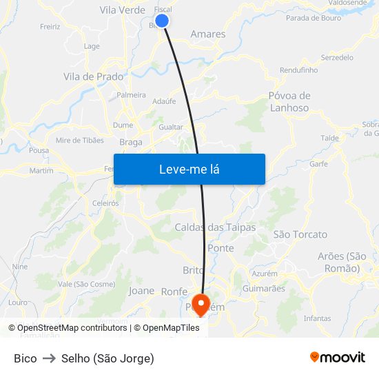 Bico to Selho (São Jorge) map