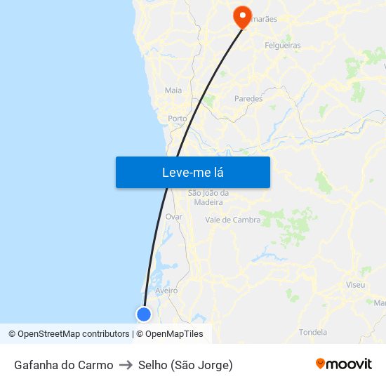 Gafanha do Carmo to Selho (São Jorge) map