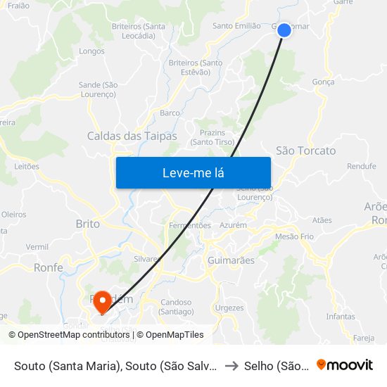 Souto (Santa Maria), Souto (São Salvador) e Gondomar to Selho (São Jorge) map